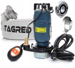 Pompa do wody czystej, brudnej z pływakiem Tagred TA502, wąż strażacki 20m