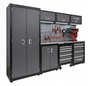 Meble garażowe, warsztatowe TAGRED regał 260cm szafka do warsztatu garażu, blat INOX 3D