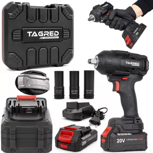 Klucz udarowy akumulatorowy, bezszczotkowy TAGRED TA8023, 2 akumulatory 20V 4+2Ah 1000Nm do kół 1/2''