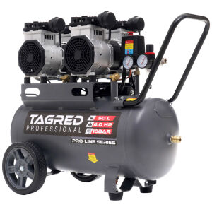Kompresor bezolejowy, sprężarka TAGRED TA3386 10 BAR 50L 4 tłoki, mocny, cichy