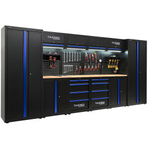 Meble garażowe, warsztatowe TAGRED regał, moduły, zestaw do warsztatu, garażu 400 cm, LED